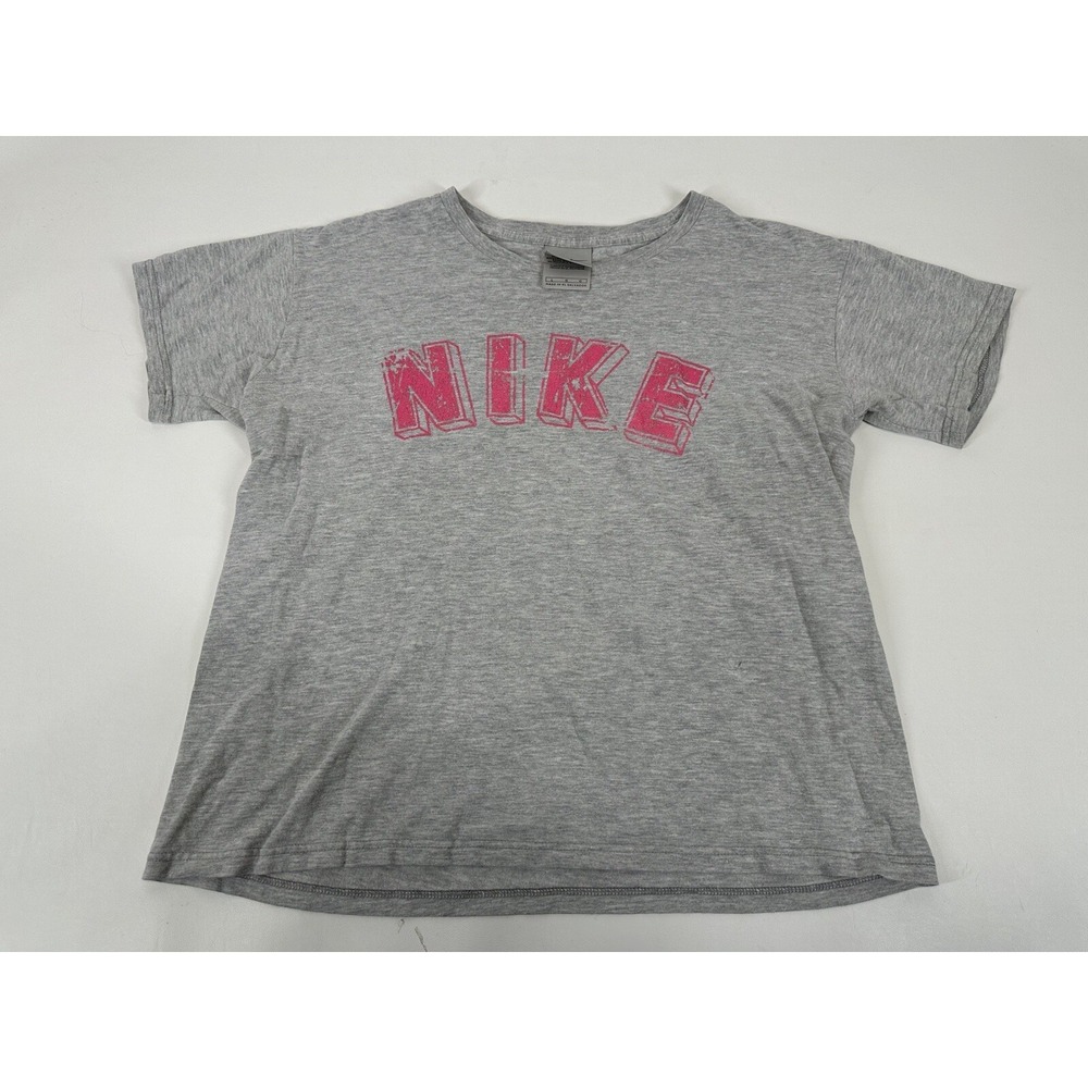 Nike Spellout T Shirt Womens Size L Grey Tag Vintage 2000s Y2K